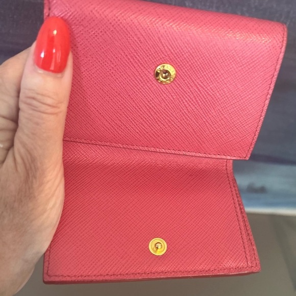 Prada Pink Saffiano Leather Tri-Fold Wallet - Picture 2 of 9